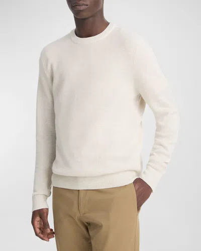 Vince Mesh Regular Fit Merino Wool Sweater In Bone