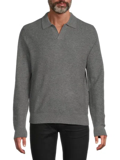 Vince Men's Merino Wool Johnny-collar Sweater In Gray