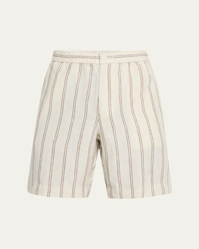 Vince Men's Mesa Stripe Hemp Beach Shorts In White