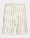 Vince Stripe Hemp Beach Shorts In Blanco