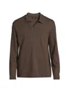 Vince Men's Milano Johnny Collar Shirt In Brown