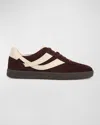 Vince Men's Oasis Mixed Leather Low-top Sneakers In Bordeaux/moonlight