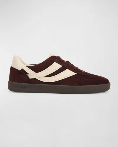Vince Men's Oasis Mixed Leather Low-top Sneakers In Bordeaux/moonlight