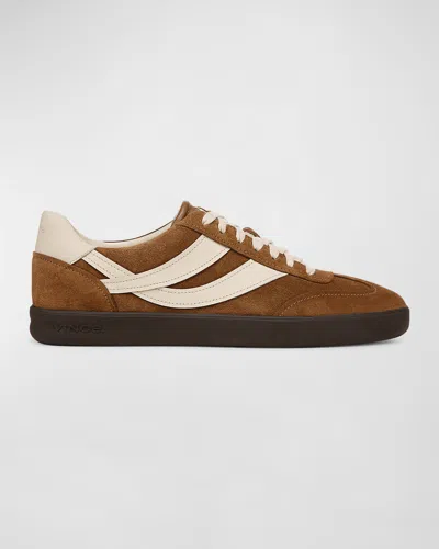 Vince Men's Oasis Mixed Leather Retro Sneakers In Elmwood