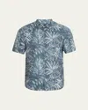 Vince Short Sleeve Cotton & Lyocell Button-up Shirt In Blue