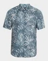 Vince Short Sleeve Cotton & Lyocell Button-up Shirt In Blue
