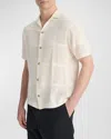 Vince Patchwork Pointelle Short Sleeve Cardigan In Classic Cream