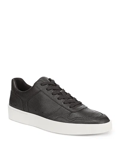 Vince Men's Peyton Truffle Lace Up Brown Leather Sneakers In Black
