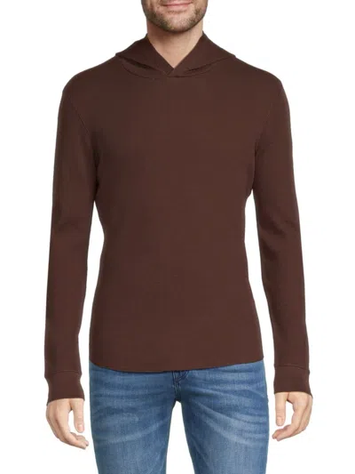 Vince Men's Pima Cotton Blend Thermal Hoodie In Washed Sienna