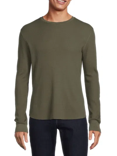 Vince Men's Pima Cotton Blend Thermal Shirt In Olive Field