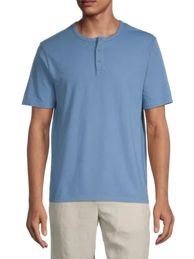 Vince Men's Pima Cotton Henley In Washed Lake View