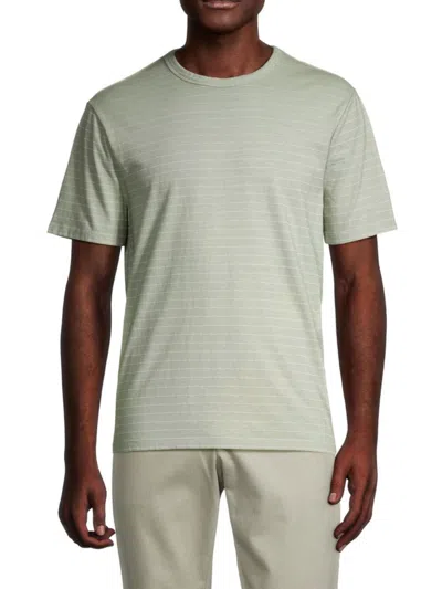 Vince Men's Pinstriped Crewneck T Shirt In Washed Green