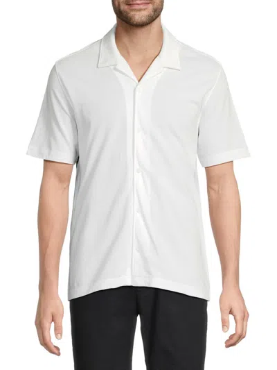 Vince Men's Piqué Cotton Cabana Shirt In White