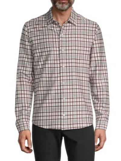 Vince Men's Plaid Flannel Shirt In Grey Multicolor