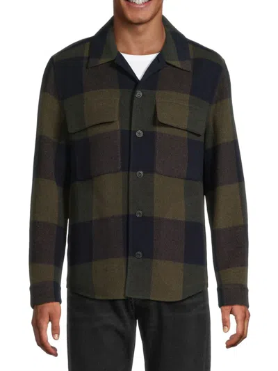 Vince Plaid Splittable Wool-blend Shirt Jacket In Blue