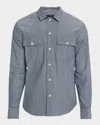 Vince Railroad Stripe Classic Fit Shirt In Washed Waterfall/dee