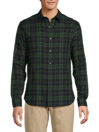Vince Men's Sailwind Plaid Shirt In Hunter Green