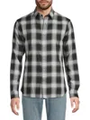 Vince Men's Sequoia Plaid Point Collar Shirt In Coastal Grey Blue