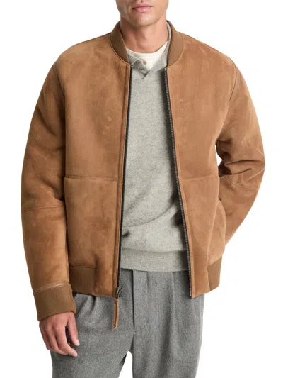 Vince Men's Shearling Bomber Jacket In Brown