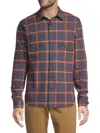 Vince Men's Skipton Plaid Long-sleeve Shirt In Night Storm Rust Amber