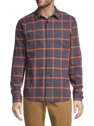 Vince Men's Skipton Plaid Long-sleeve Shirt In Night Storm Rust Amber