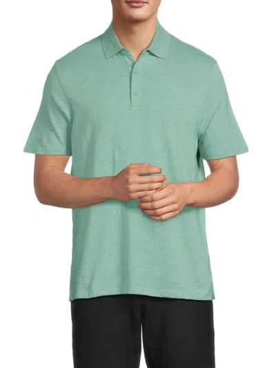 Vince Men's Solid Short Sleeve Polo In Green