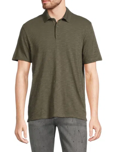 Vince Men's Solid Short Sleeve Polo In Olive Field