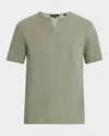 Vince Men's Split-neck Slub Cotton T-shirt In Broad Leaf