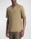 Vince Men's Split-neck Slub Cotton T-shirt In Uniform Green