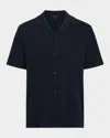Vince Cotton Blend Boucle Regular Fit Button Down Camp Shirt In Coastal Blue