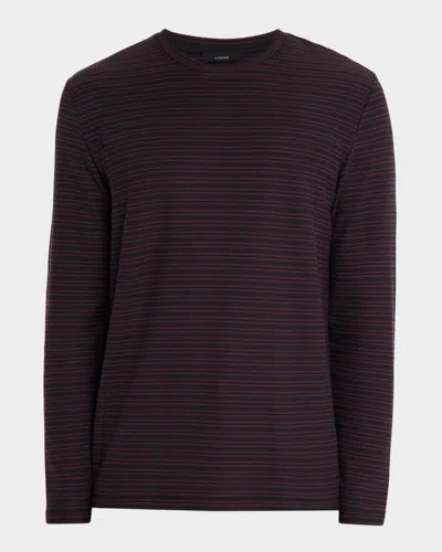 Vince Men's Stripe Pima Long-sleeve Tee In Black
