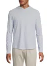 Vince Men's Striped Cotton Hoodie In Optic White