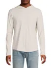 Vince Men's Striped Cotton Hoodie In Sand Optic White