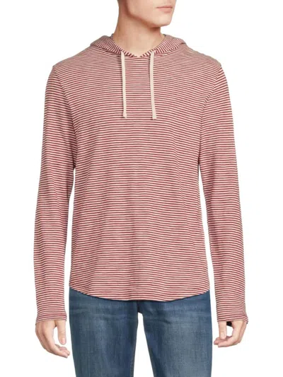 Vince Men's Striped Hoodie In Off White Red