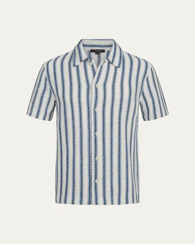 VINCE MEN'S STRIPED KNIT BUTTON-DOWN SHIRT