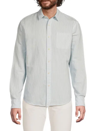 Vince Men's Striped Linen-blend Long-sleeve Shirt