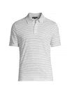 Vince Linen Stripe Regular Fit Polo Shirt In Optic White Coastal