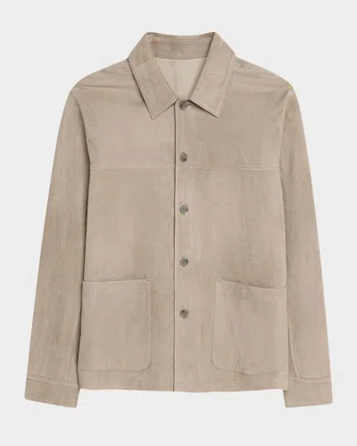 Vince Suede Shirt Jacket In Brown