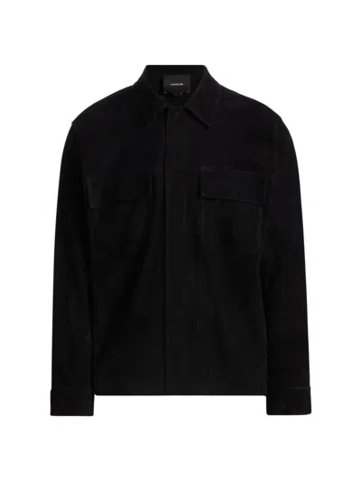 Vince Men's Suede Shirt Jacket In Black