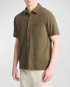 Vince Men's Sueded Jersey Button-down Shirt In Forest Shadow