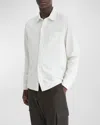 Vince Sueded Knit Button-up Shirt In White