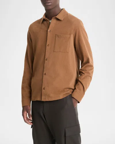 Vince Men's Sueded Jersey Casual Button-down Shirt In Vicuna