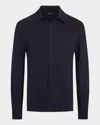 Vince Sueded Jersey Button Front Shirt In Black