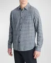 Vince Fairview Shadow Plaid Shirt In Venice Blue/blue Clo