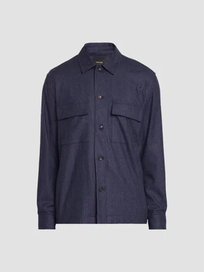Vince Men's Tailored Wool-twill Shirt Jacket In Blue