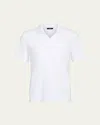 Vince Men's Textured Johnny Collar Polo Shirt In White