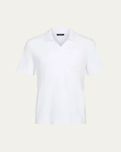 Vince Men's Textured Johnny Collar Polo Shirt In White