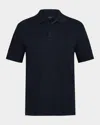 Vince Men's Variegated Textured Stripe Polo Shirt In Black