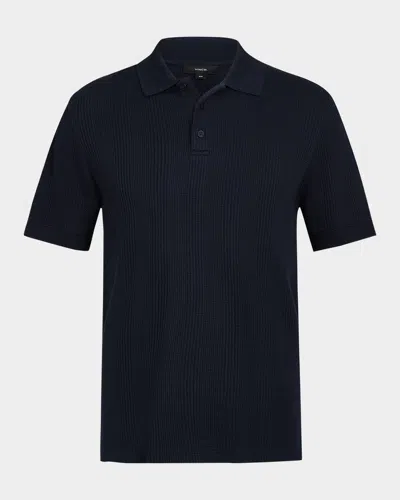 Vince Men's Variegated Textured Stripe Polo Shirt In Black