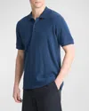 Vince Textured Cotton Polo In Midnight Sky